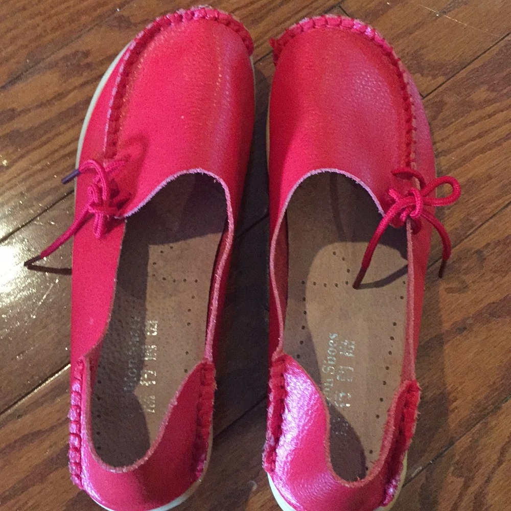 Red leather loafer